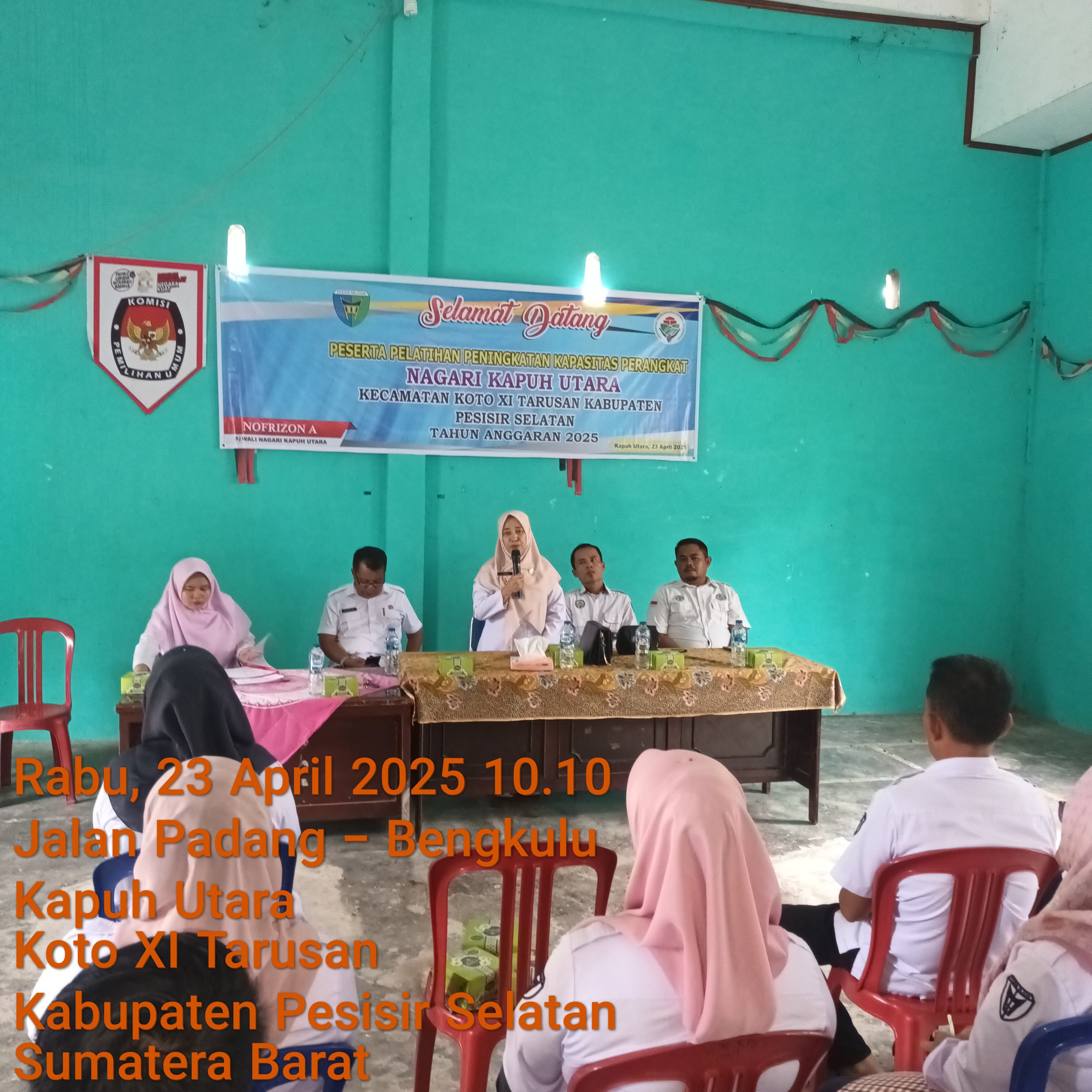 Camat Koto XI Tarusan menghadiri Pembukaan Pelatihan Peningkatan Kapasitas Perangkat di Nagari Kapuh